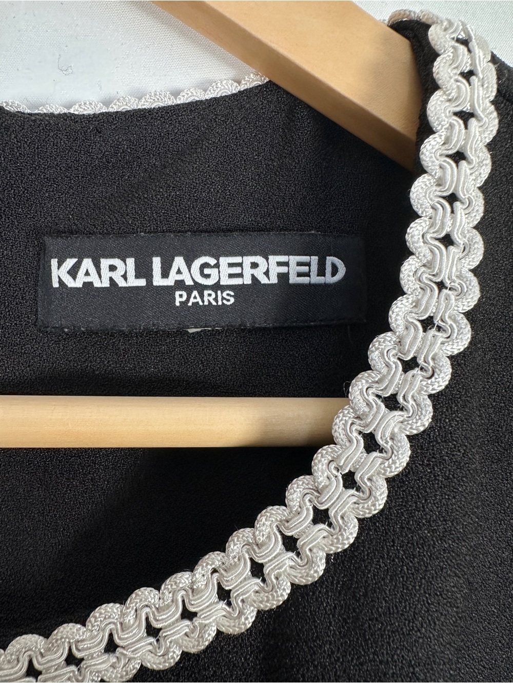Karl Lagerfeld Black Dress Sleeveless Midi Contrast Trim Work Office Size M - Picture 7 of 8